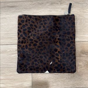 Clare V Brown and Black Leopard Print Clutch